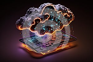 Abstract cloud storage computing, advanced artificial intelligence technology. Generative Ai