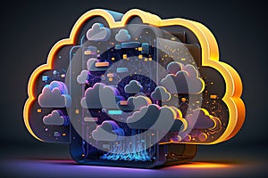 Abstract cloud storage computing, advanced artificial intelligence technology. Generative Ai