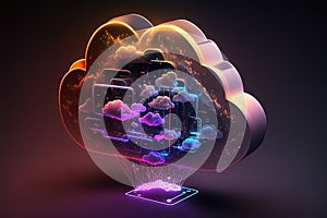Abstract cloud storage computing, advanced artificial intelligence technology. Generative Ai