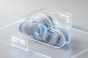 Abstract cloud storage network concept with digital interface