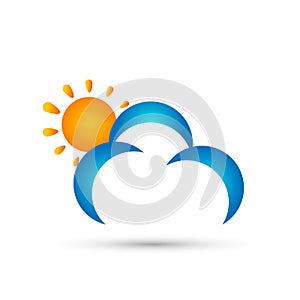 Abstract cloud sun logo concept symbol icon design vector on white background