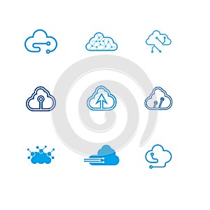 Abstract cloud technology vector logo set. Cloud icon.