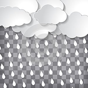 Abstract clouds with rain drops on grey chequered background