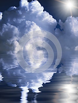 Abstract cloudscape above the water background