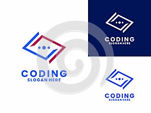 Abstract Coding Arrow logo design vector. Modern code logo design template