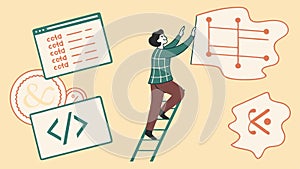 Abstract Coding Interface, Web Development IT, vector design Generative AI