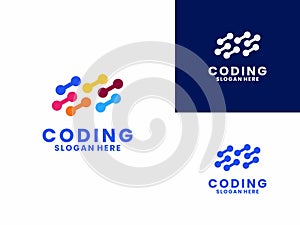 Abstract Coding logo design vector. Modern code logo design template