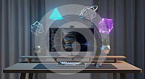 Abstract Coding Workspace with Geometric Shapes