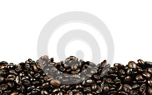 Abstract coffee beans isolated on white background, Space for text