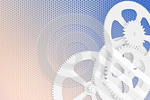 Abstract cogs - gears on honeycomb background