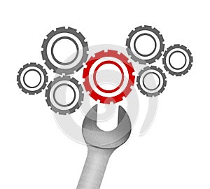 Abstract cogs - gears and wrench