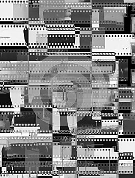 Abstract collage of celluloid film strips