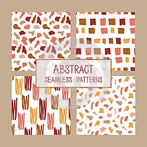 Abstract collage seamless patterns set. Vector background.
