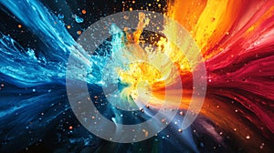 Abstract Collision Of Blue And Orange Fire And Ice