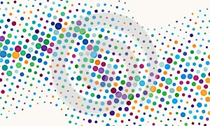 Abstract color background with halftone dots in waves. Confetti paper print