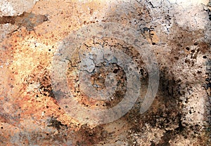 Abstract color Backgrounds, painting collage with spots, rust structure and desert crackle photo