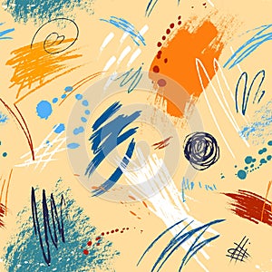 Abstract color brush strokes seamless pattern