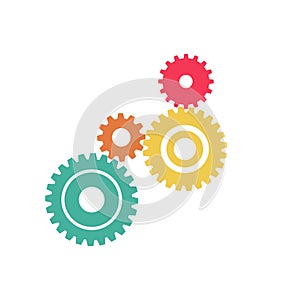 Abstract Color gear beautiful,four pieces gears set icon on background.Vector illustration