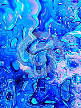 abstract color oil paint on water fluid background mable style blue oil color with retro vintage filter, suitable for banner,