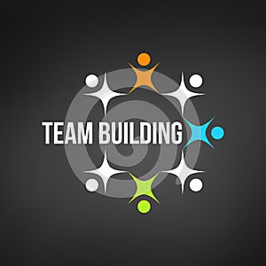 abstract color people together as circle teamwork or teambuilding concept logo. team work and team building, social media,