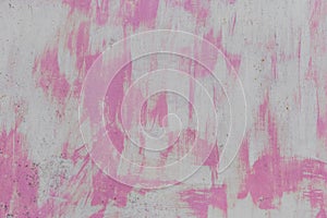 Abstract color pink paint pattern on old dirty steel texture surface metal background