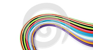 Abstract color rainbow strip curl line paper background. Horizontal long banner