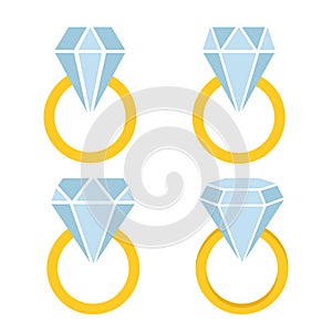 Abstract color shine diamond cristal ring collection icon for gemstone concept design