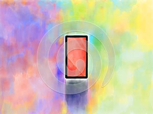 Abstract color smart phone with isolated colorful background.Art design mobile phone
