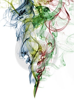 Abstract color smoke from white background