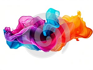 Abstract color splashes isolated on white background. By Generative AI.