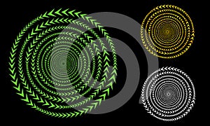 Abstract color vector background with circles. Halftone effect with arrows. Spiral with arrows as logo or icon