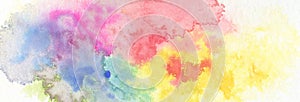 Abstract color watercolor cloud and ink blot painted background