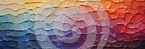 Abstract Color Wave Spectrum In Textured Acrylic Painting From Warm To Cool Tones. Color Flow Background. Generative AI