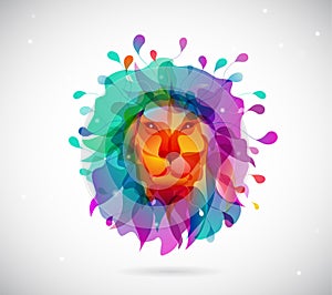 Abstract colored background with shapes reminding lions head photo