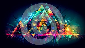 Abstract colored background with triangles, generative AI.