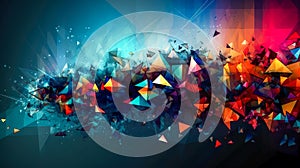 Abstract colored background with triangles, generative AI.