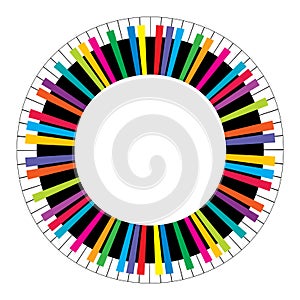 Abstract colored circular piano keys
