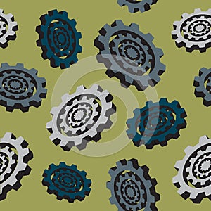 Abstract colored cogwheels - seamless pattern
