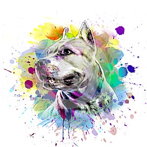 Abstract colored dog muzzle isolated on colorful background