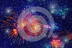 Abstract colored firework background, celebration and anniversary concept.