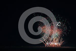 Abstract colored firework background with free space for text