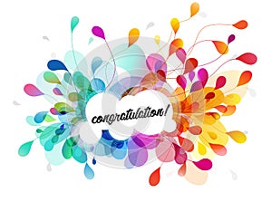 Abstract colored flower background with congratulation text.