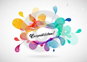 Abstract colored flower background with congratulation text.