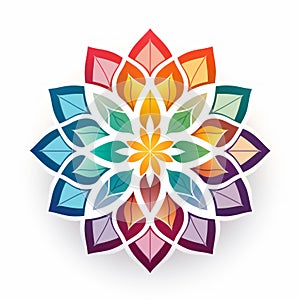 Abstract Colored Flower Logo With Spiritual Motifs And Vibrant Spectrum Colors