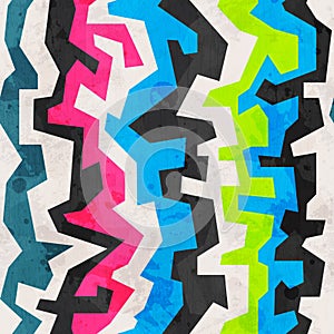 Abstract colored geometric grunge seamless pattern