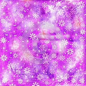 Abstract colored gouache painting snowflakes Christmas backg
