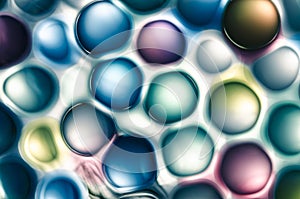 Abstract colored microspheres in liquid, background