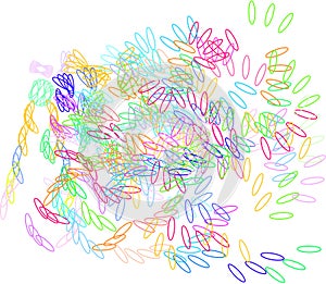 Abstract colored motion, particle or random shape pattern. Canvas, web, wallpaper & details.