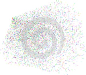 Abstract colored motion, particle or random shape pattern. Effect, backdrop, mosaic & vector.