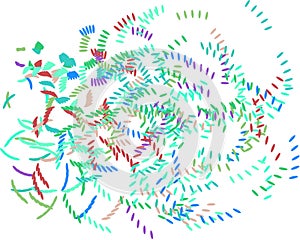 Abstract colored motion, particle or random shape pattern. Texture, creative, concept & dust.